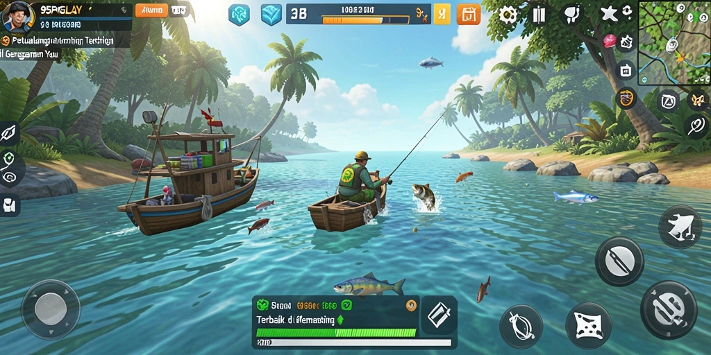 Tampilan gameplay 95PGPLAY yang menampilkan aksi memancing yang seru.