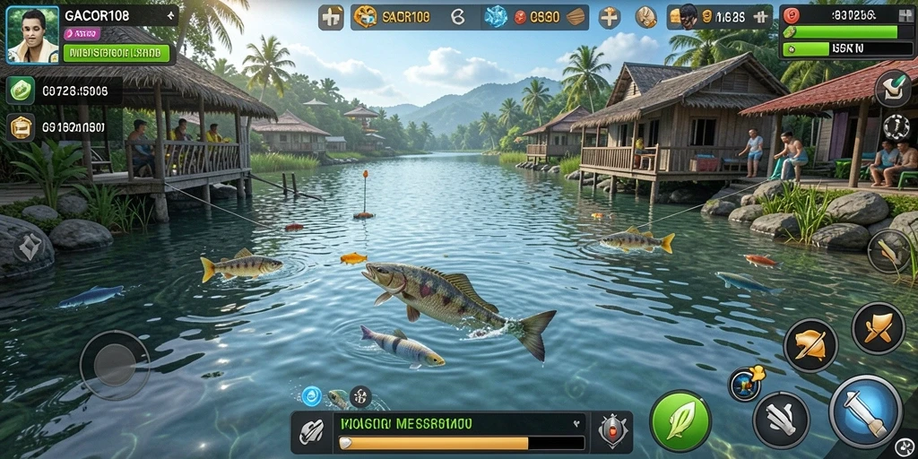 Tampilan gameplay GACOR108 yang seru dengan aksi memancing yang mendebarkan.