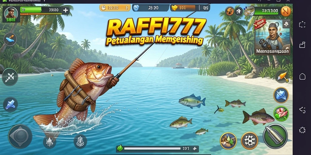 Tampilan gameplay penuh aksi saat menangkap ikan di RAFFI777.