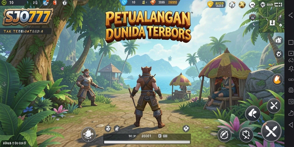 Screenshot gameplay SJO777 menampilkan eksplorasi dunia terbuka.